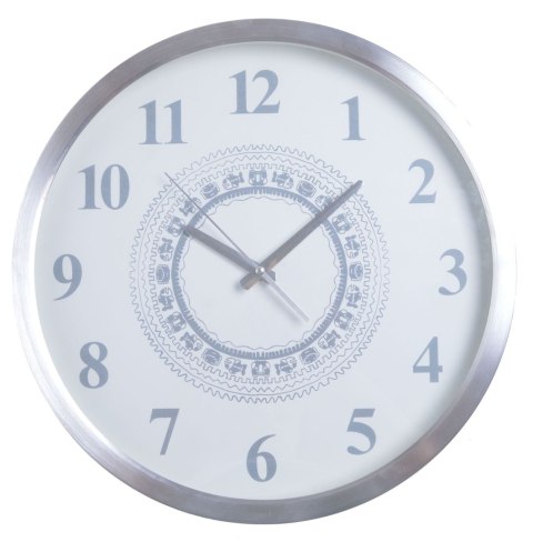 ZEGAR BIAŁO-SREBRNY Z WZOREM