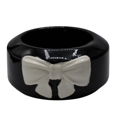 DONICZKA CERAMICZNA CZARNA Z BIAŁĄ KOKARDĄ