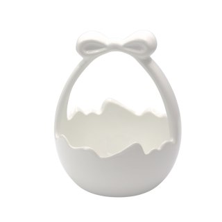 KOSZYCZEK CERAMICZNY BIAŁY Z KOKARDĄ DUŻY