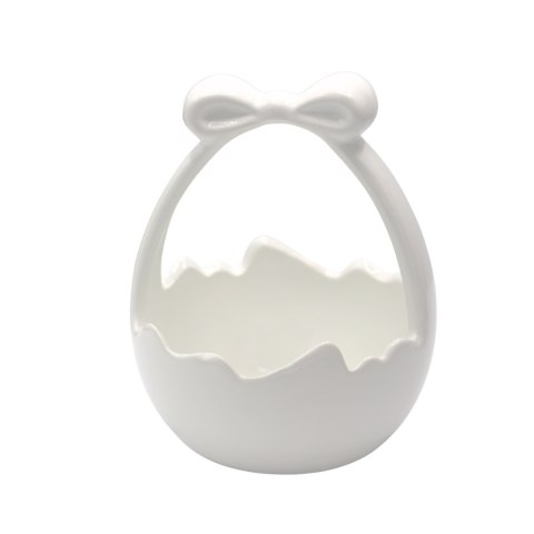 KOSZYCZEK CERAMICZNY BIAŁY Z KOKARDĄ MAŁY