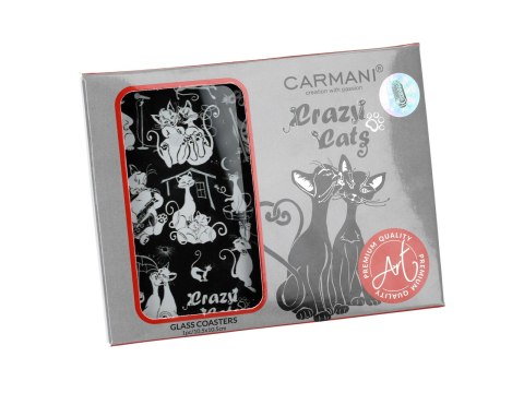 Podkładka szklana - Koci świat, czarne (CARMANI)