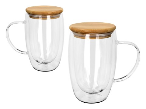 Kubek szklan z podwójnymi ściankami i przykrywką