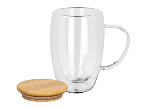 Kubek szklan z podwójnymi ściankami i przykrywką