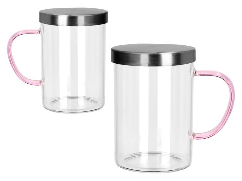 Kubek szklan z podwójnymi ściankami i przykrywką