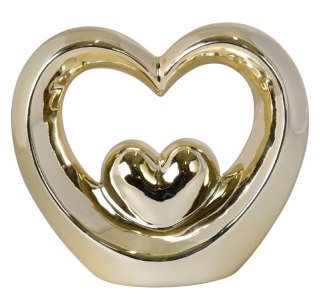 SERCE CERAMICZNE ZŁOTE ZE ZŁOTYM SERDUSZKIEM