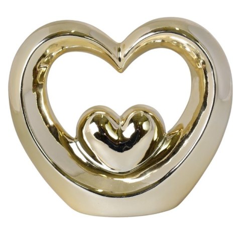 SERCE CERAMICZNE ZŁOTE ZE ZŁOTYM SERDUSZKIEM