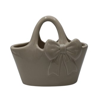 WAZON CERAMICZNY TOREBKA BEŻOWA KOKARDĄ