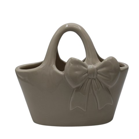 WAZON CERAMICZNY TOREBKA BEŻOWA KOKARDĄ