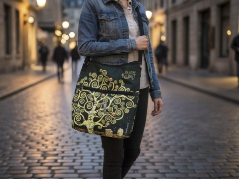 Torebka z suwakiem i paskiem na ramię - G. Klimt, Drzewo życia (CARMANI)