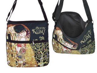 Torebka z suwakiem i paskiem na ramię - G. Klimt, Pocałunek (CARMANI)