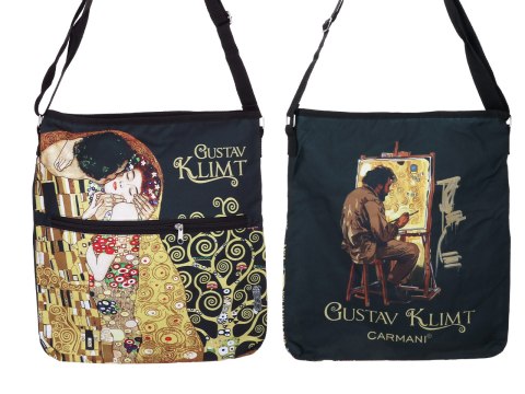 Torebka z suwakiem i paskiem na ramię - G. Klimt, Pocałunek (CARMANI)