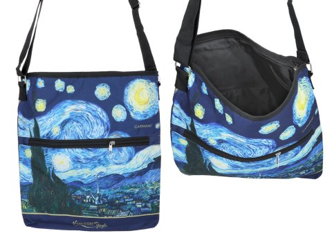 Torebka z suwakiem i paskiem na ramię - V. van Gogh, Gwiaździsta Noc (CARMANI)