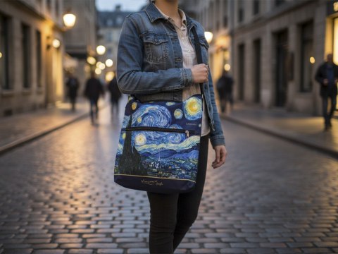 Torebka z suwakiem i paskiem na ramię - V. van Gogh, Gwiaździsta Noc (CARMANI)