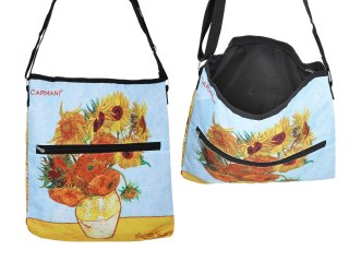 Torebka z suwakiem i paskiem na ramię - V. van Gogh, Słoneczniki (CARMANI)