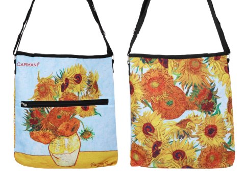 Torebka z suwakiem i paskiem na ramię - V. van Gogh, Słoneczniki (CARMANI)