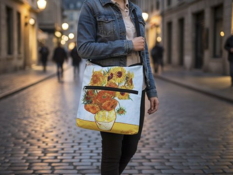 Torebka z suwakiem i paskiem na ramię - V. van Gogh, Słoneczniki (CARMANI)