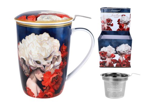 Kubek z sitkiem i przykrywką - L. Lozano, Lady`s Floral Symphony (CARMANI)