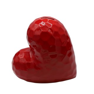 SKARBONKA CERAMICZNA SERCE KARBOWANE CZERWONE DUŻE
