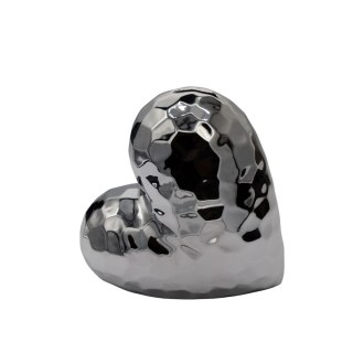 SKARBONKA CERAMICZNA SERCE KARBOWANE SREBRNE