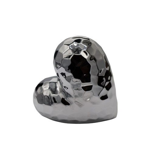 SKARBONKA CERAMICZNA SERCE KARBOWANE SREBRNE