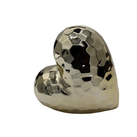 SKARBONKA CERAMICZNA SERCE KARBOWANE ZŁOTE DUŻE