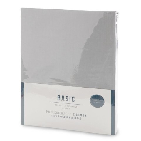 PRZEŚCIERADŁO Z GUMKĄ BASIC 140 X 200 X 30 CM SREBRNY