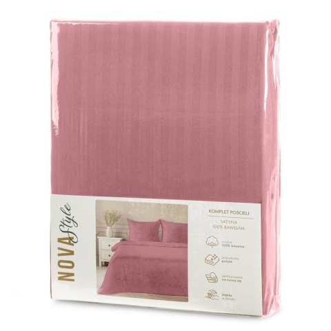 KOMPLET POŚCIELI SATYNOWEJ VERA 140 X 200 CM PUDROWY RÓŻ