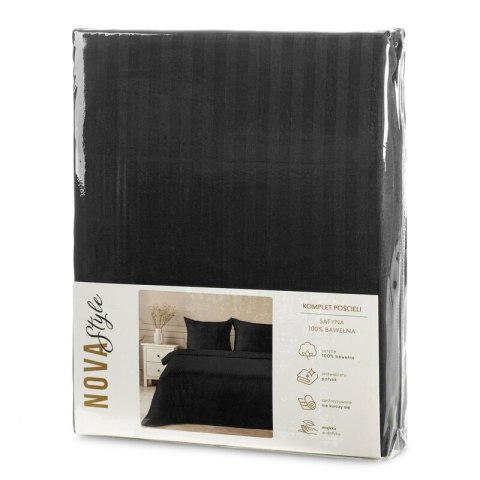 KOMPLET POŚCIELI SATYNOWEJ VERA 140 X 200 CM CZARNY