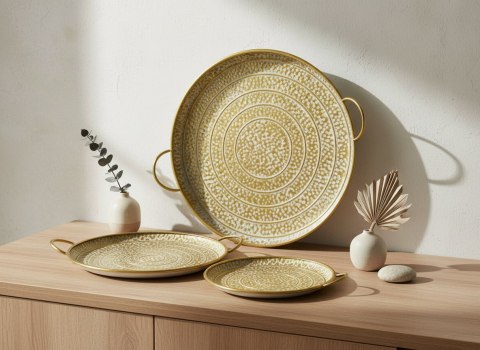 MARINA DARK Komplet 3 tac dekoracyjnychokrągłe 50x50x2/44x44x2/36x36x2cm