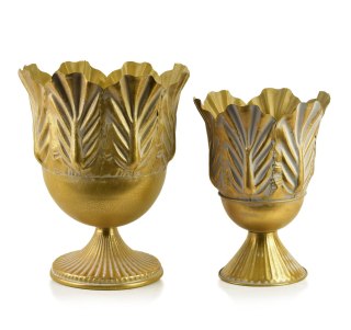 MARINA Komplet 2 osłonek dekoracyjnych Gold 27x27x34/21x21x19cm