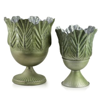 MARINA Komplet 2 osłonek dekoracyjnych green 27x27x34/21x21x29cm