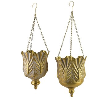 MARINA Komplet 2 osłonek wiszących Gold23x23x32/20x20x30cm