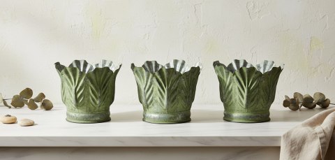 MARINA Komplet 3 osłonek dekoracyjnych Green 28x28x20/25x25x20/20x20x20cm