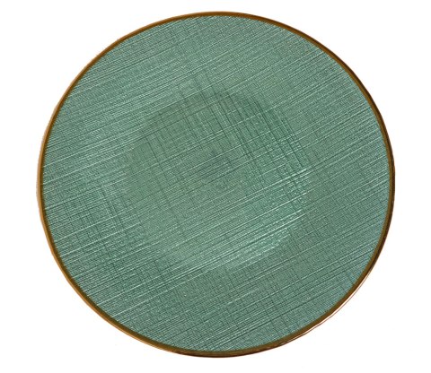 PODTALERZ SZKLANY ZIELONY ZE ZŁOTYM BRZEGIEM