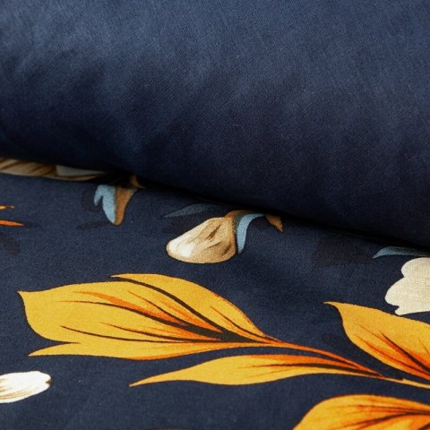 KOMPLET POŚCIELI BAWEŁNIANEJ FIORA 140 X 200 CM GRANATOWY