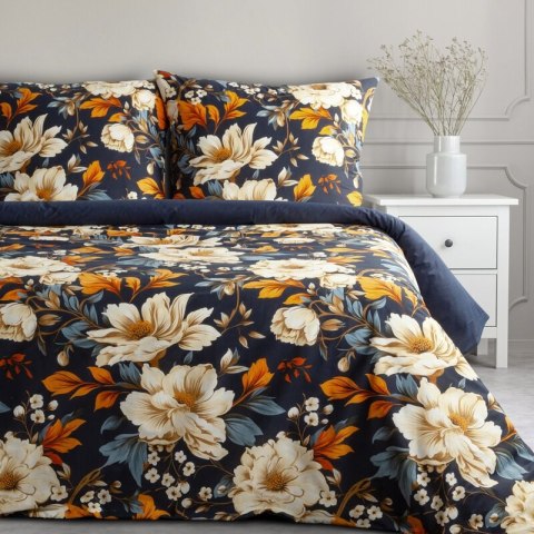 KOMPLET POŚCIELI BAWEŁNIANEJ FIORA 220 X 200 CM GRANATOWY