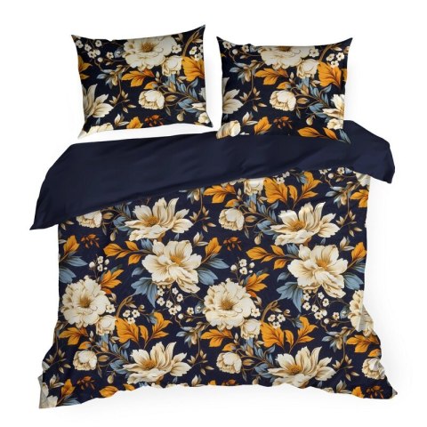 KOMPLET POŚCIELI BAWEŁNIANEJ FIORA 220 X 200 CM GRANATOWY