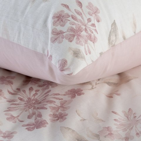 KOMPLET POŚCIELI BAWEŁNIANEJ LILA 140 X 200 CM PUDROWY RÓŻ