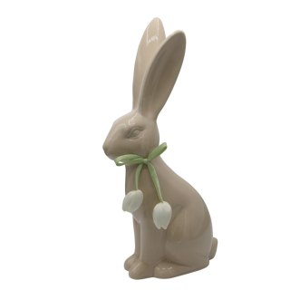 KRÓLIK CERAMICZNY BEŻOWY Z TULIPANAMI MAŁY