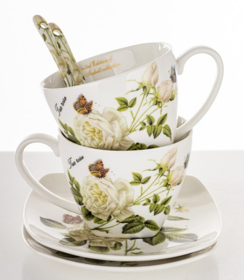 Kpl. Dwóch Filiżanek Z Podstwkami I Łyżeczkami