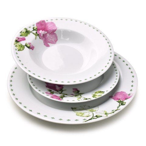 LEA MALLOW Komplet obiadowy 18 elementów 21,8cm/19,2/27cm talerz zupa 220ml