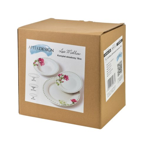 LEA MALLOW Komplet obiadowy 18 elementów 21,8cm/19,2/27cm talerz zupa 220ml