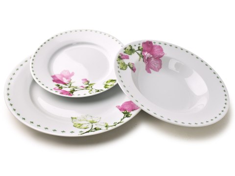 LEA MALLOW Komplet obiadowy 18 elementów 21,8cm/19,2/27cm talerz zupa 220ml