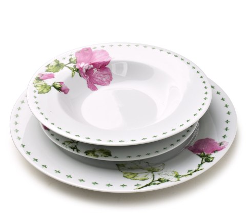 LEA MALLOW Komplet obiadowy 18 elementów 21,8cm/19,2/27cm talerz zupa 220ml