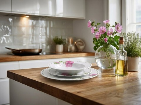 LEA MALLOW Komplet obiadowy 18 elementów 21,8cm/19,2/27cm talerz zupa 220ml