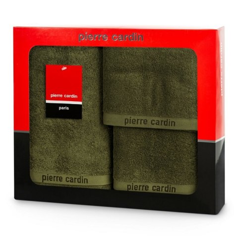 KOMPLET RĘCZNIKÓW 3 SZT EVI 40 X 34 X 9 CM CIEMNOOLIWKOWY