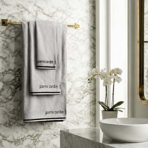 KOMPLET RĘCZNIKÓW 3 SZT ROCCO 40 X 34 X 9 CM SREBRNY