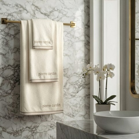 KOMPLET RĘCZNIKÓW 3 SZT ROCCO 40 X 34 X 9 CM KREMOWY