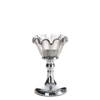 ŚWIECZNIK DEKORACYJNY ADENA (01) O 11 X 17 CM SREBRNY