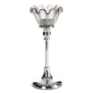 ŚWIECZNIK DEKORACYJNY ADENA (03) O 11 X 27 CM SREBRNY